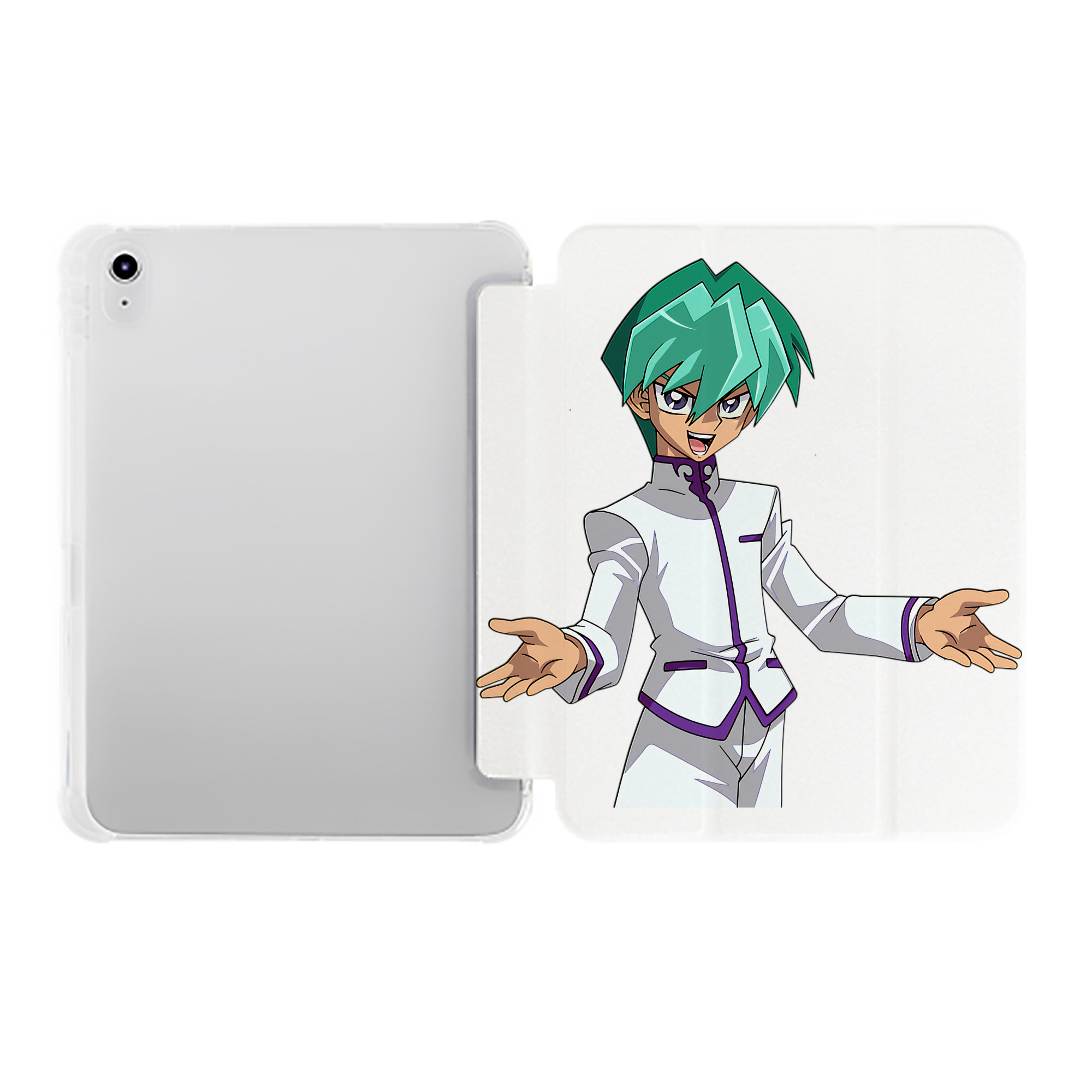 （画像用） 遊☆戯☆王 Yu-Gi-Oh! IPad ケース ペン収納付き 三つ折りスタンド PUレザー×シリコン 対応機種9.5/10.5/10.9インチ